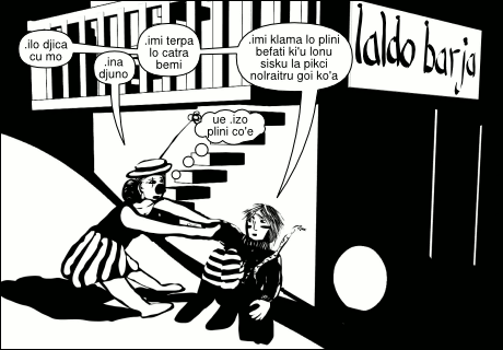 .icusku lu .ilo djica cu mo li'u .icusku lu .ina djuno li'u .icusku lu .imi terpa lo catra bemi li'u .ilu cusku lu .imi klama lo plini befati ki'u lonu sisku la pikci nolraitru goi ko'a li'u .ipensi lu ue .izo plini co'e li'u