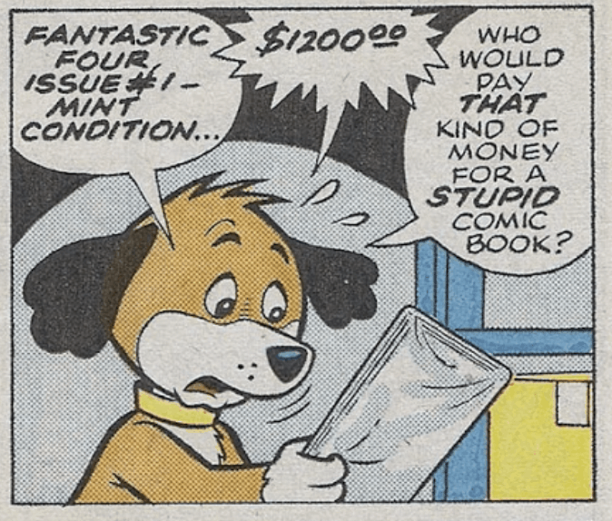 Panel from Top Dog #10. The character looks at another comic book.