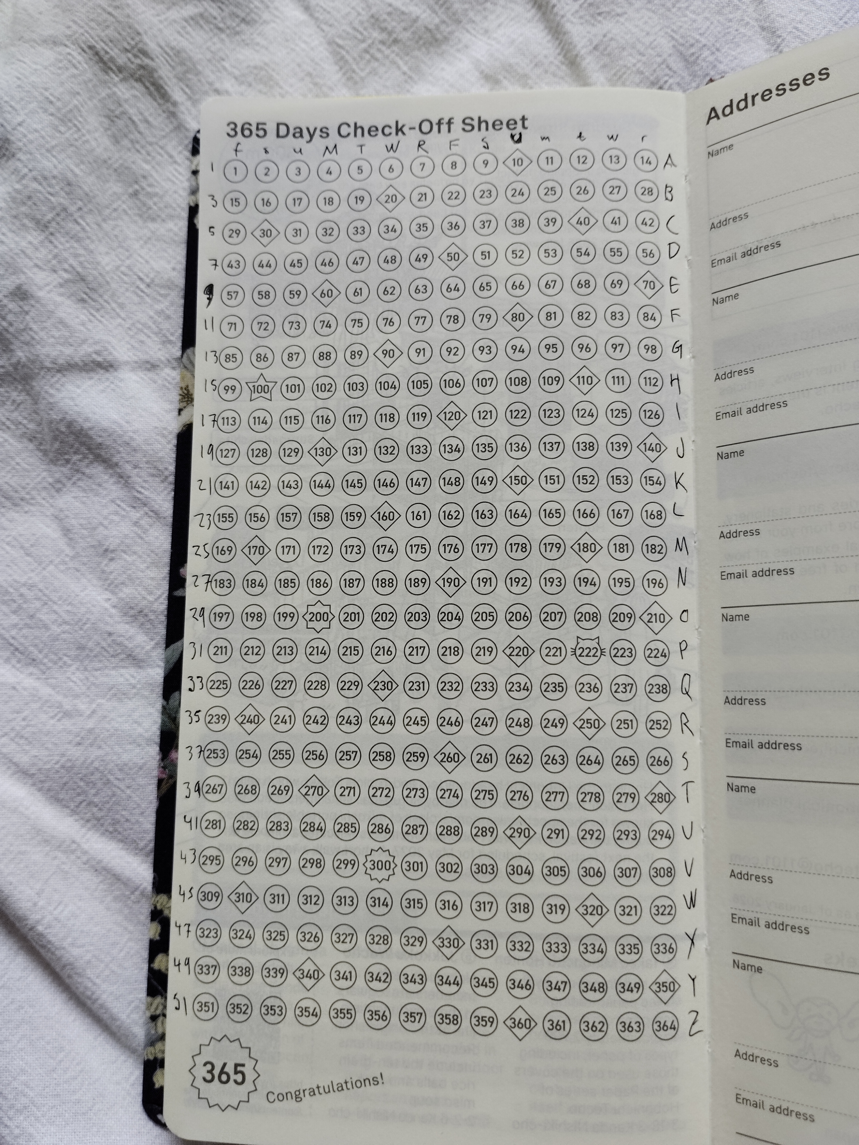 The previous grid but with letters across and down, and numbers down on the opposite side
