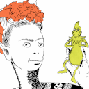 Frida Kahlo in a style reminiscent of Dr Seuss (with Grinch doll)