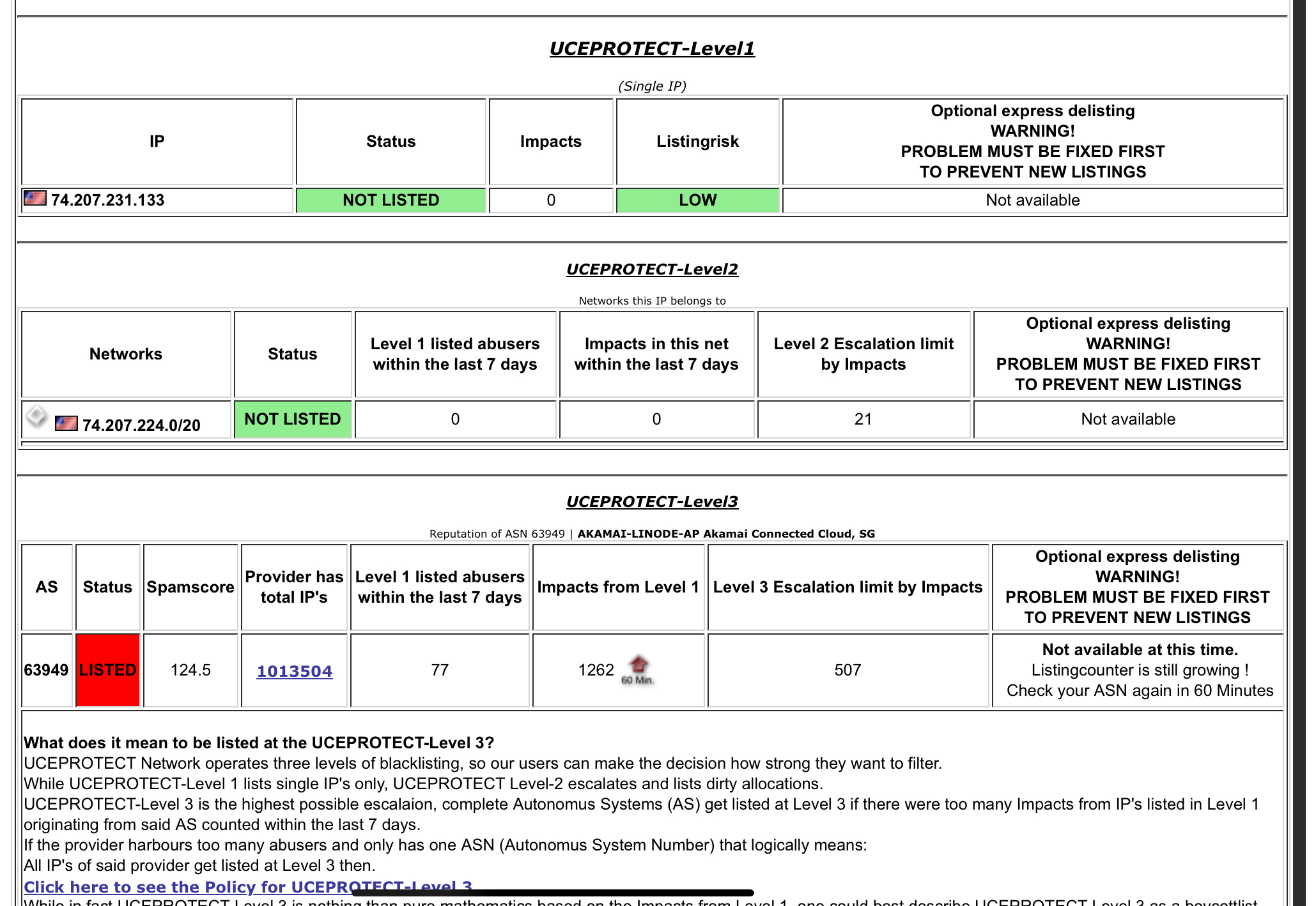 Screenshot of the UCEPROTECTL3 web page